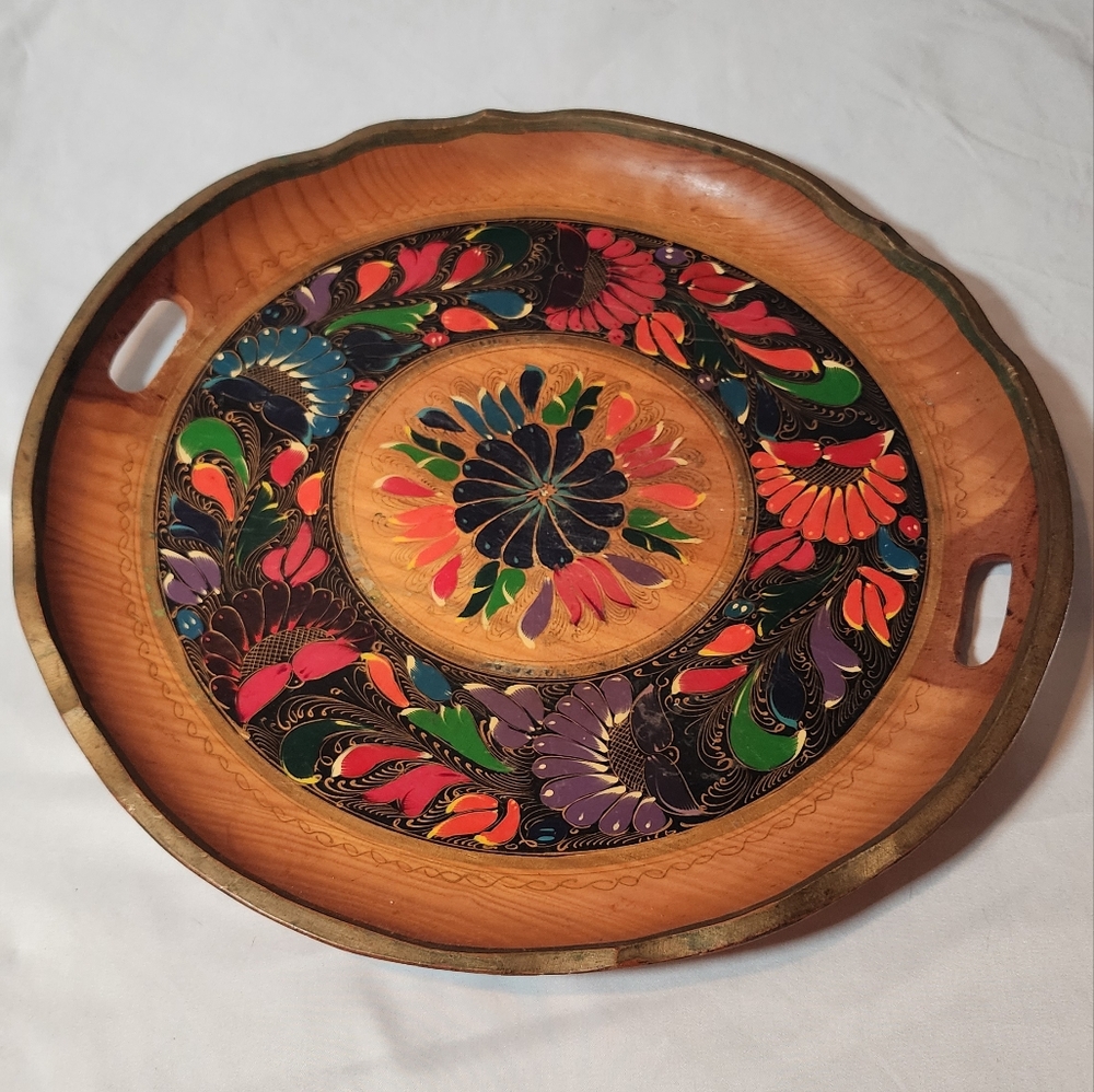 Colorful Handcrafted Wooden Serving Tray